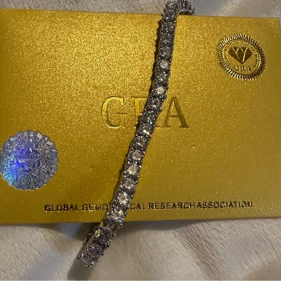 Jewelry - Elegant Moissanite Silver Tone 13.8 KT Tennis Bracelet